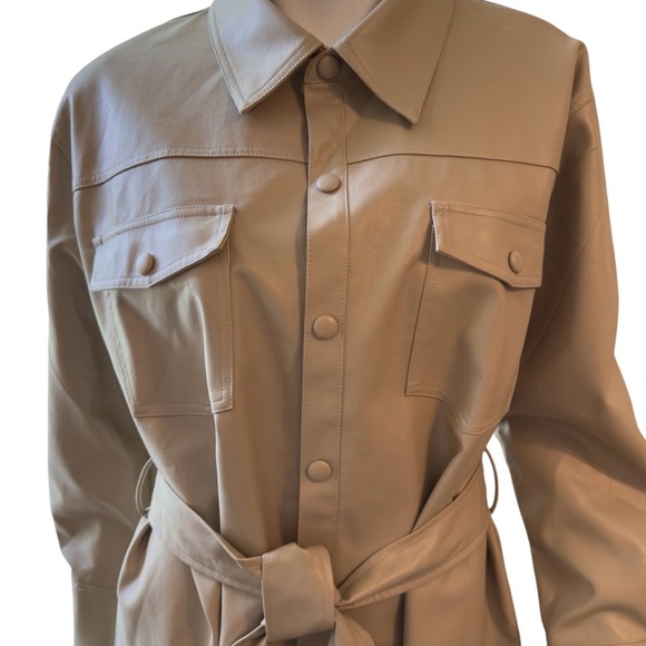 Bishop Street Apparel - Faux Leather Shacket with Tie Women’s Size L - Picture 4 of 6